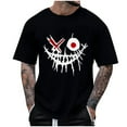 thumbnail image 1 of Black Halloween Casual T Shirts for Man Summer Fall Short Sleeve Boat Neck Spandex Skull Print Loose Fit Tops Shirts Man 2025 Clothing 5XL, 1 of 4
