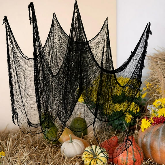 Black Halloween Creepy Cloth, Spooky Halloween Decoration, Multifunction Easy to Stretch Out Tidy, Outdoor Hanging Scary Gauze for Walls Gates 76cmx300cm