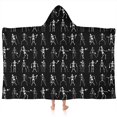 thumbnail image 1 of Black Halloween Dancing Skeleton Pattern Hooded Bath Towel，60"x35" for Ages 3 To 12 Kids, Quick Dry Lightweight Soft Microfiber Hood Beach Towel Cover Up for Kids, 1 of 7
