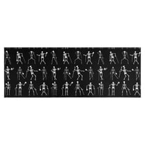 Black Halloween Dancing Skeleton Pattern Kitchen Rug Mat,Kitchen Runner Rugs Non Skid Washable,Decorative Kitchen Floor Mats for Kitchen,Sink,Laundry,17"X47"