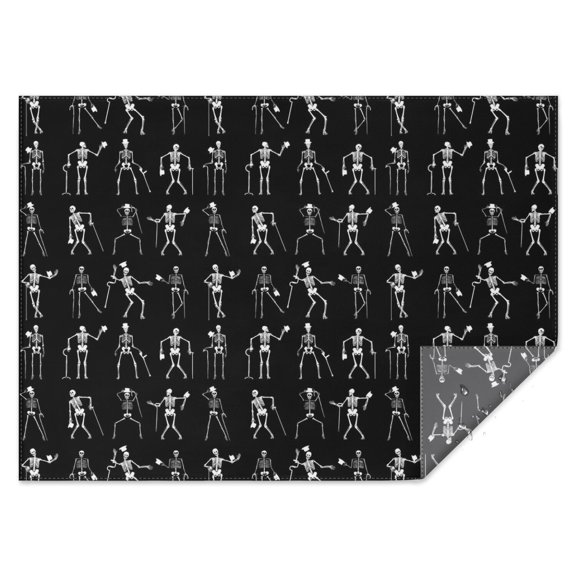 Black Halloween Dancing Skeleton Pattern Rectangle Tablecloth 60"x84",Waterproof Polyester Rectangle Table Cloth, Wipeable Spillproof Polyester Tablecloth for Dining, Camping, Indoor and Outdoor