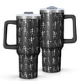 thumbnail image 1 of Black Halloween Dancing Skeleton Pattern Tumbler with Handle and Lid,40oz Double Wall Vacuum Insulated Tumbler,Cups Gift for Women and Men, 1 of 7