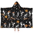 thumbnail image 1 of Black Halloween Dancing Skeletons Hooded Bath Towel，60"x35" for Ages 3 To 12 Kids, Quick Dry Lightweight Soft Microfiber Hood Beach Towel Cover Up for Kids, 1 of 7