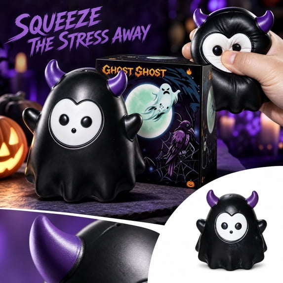 Black Halloween Demon Squishy Toy, Slow Rising Tpr Sensory Decompression Squeeze Toy, Spooky Character Novelty Gift For Parties, Home, Desk And Holiday Events