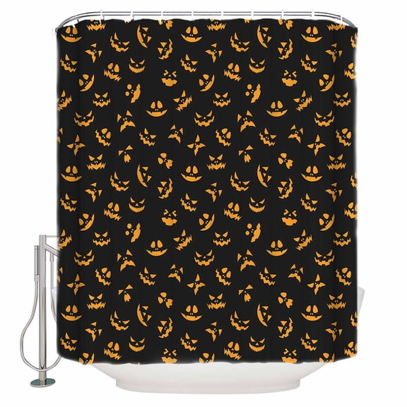 Black Halloween Evil Ghost Smiling Face Graffiti Shower Curtain Set ，Waterproof Fabric Shower Curtains Shower Curtains for Bathroom,Bathroom Decor 54x"78"