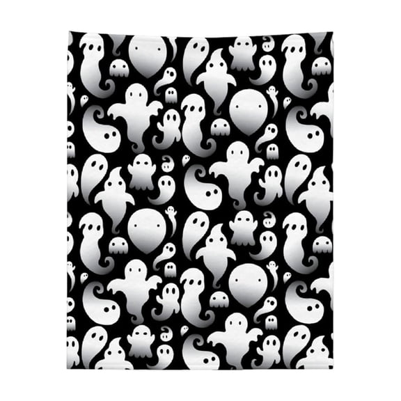 Black Halloween Flannel Throw Blanket Ghost Pumpkin Print Washable Soft Sofa Bed Couch Cover All Season Decor Blanket