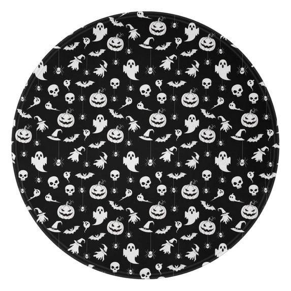 Black Halloween Ghost Pumpkin Pattern Round Blanket,Comfortable Soft Flannel Throw Blanket,All Season,Warm Lightweight Blankets for Sofa Bed Couch Living Room Chair 47"x47"