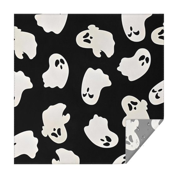 Black Halloween Ghost Silhouettes Square Tablecloth,Waterproof Square Table Cover,Wipeable Spillproof Washable Table Cover for Home Kitchen Party Decor 52"x52"(132x132cm)