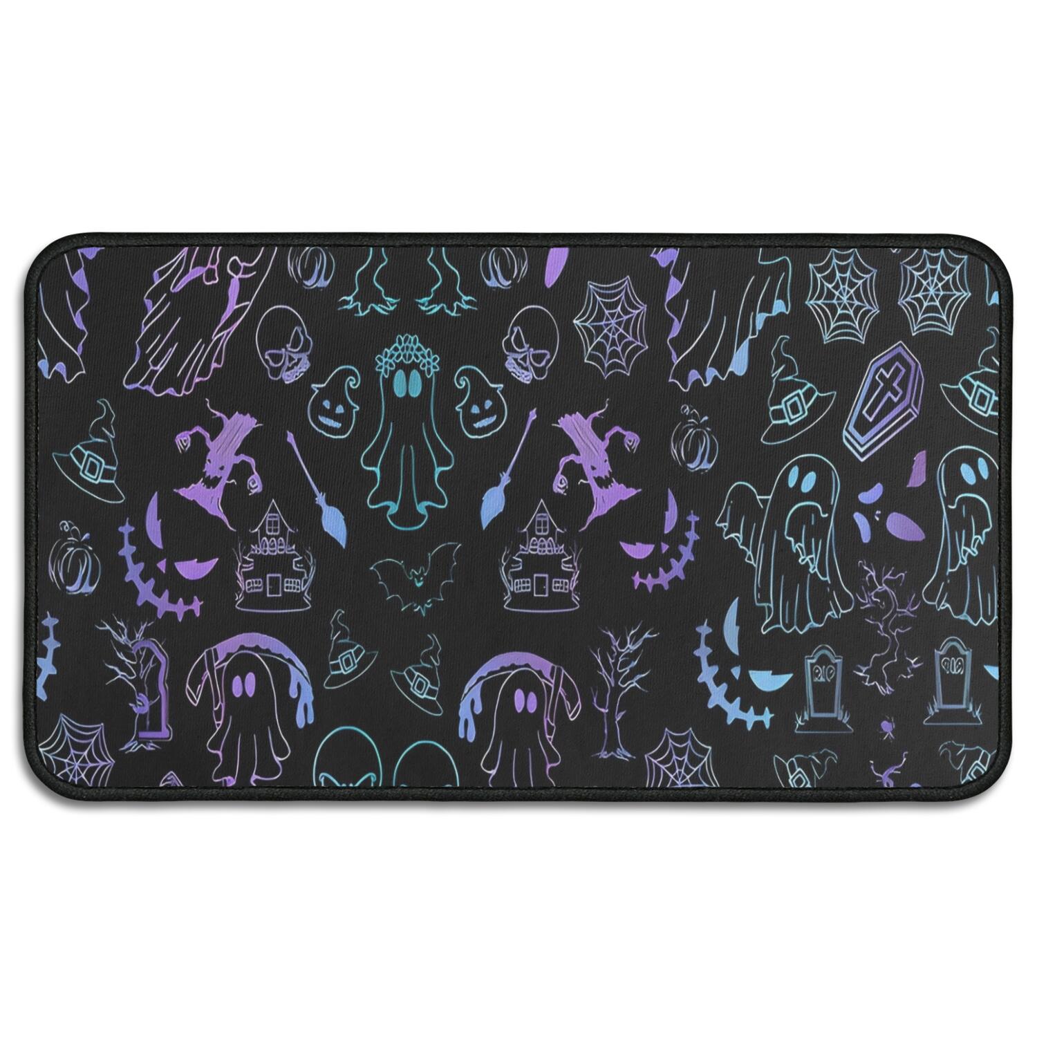 Black Halloween Ghost Spider Pattern Door Rugs,Washable Non Slip Door ...