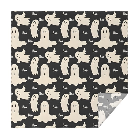 Black Halloween Ghosts with Boo Square Tablecloth,Waterproof Square Table Cover,Wipeable Spillproof Washable Table Cover for Home Kitchen Party Decor 42"X42"(107x107cm)