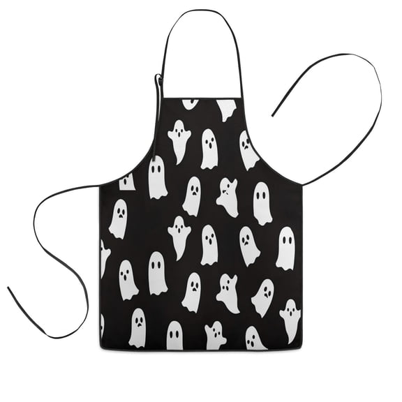 Black Halloween Ghosts Kids Aprons for Girls and Boys,Adjustable Neck Strap Toddler Aprons for Kids Cooking Baking,23.6"x19"
