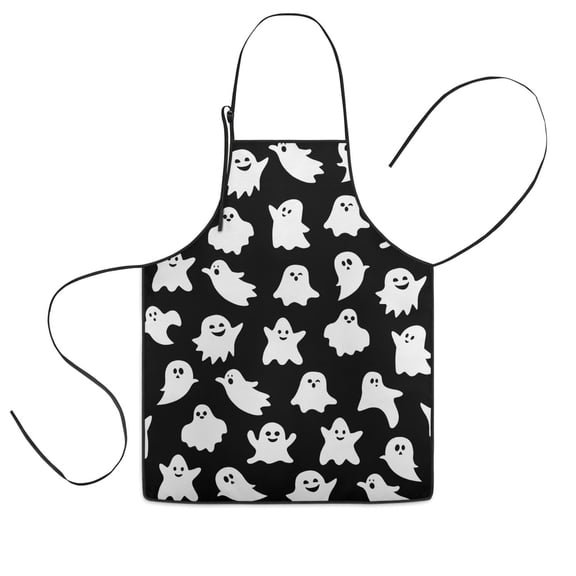 Black Halloween Ghosts Kids Aprons for Girls and Boys,Adjustable Neck Strap Toddler Aprons for Kids Cooking Baking,23.6"x19"