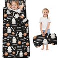 thumbnail image 1 of Black Halloween Ghosts Pumpkins and Bones Toddler Nap Mats for Kids Preschool,59"x22" Sleeping Mat Bag or Kids,Toddler Sleeping Bag,Toddler Nap Mat or Daycare, 1 of 6