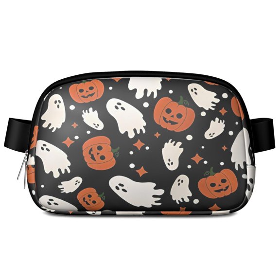 Black Halloween Ghosts and Pumpkins Cute Fanny Packs for Women,Travel Waterproof Crossbody Fanny Bags Waist Purse for Women Anti Theft Adjustable Strap for Running Travel Cycling