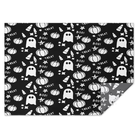 Black Halloween Ghosts Pumpkins and Stars Rectangle Tablecloth 60"x84",Waterproof Polyester Rectangle Table Cloth, Wipeable Spillproof Polyester Tablecloth for Dining, Camping, Indoor and Outdoor