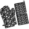 thumbnail image 1 of Black Halloween Ghosts Pumpkins and Stars Kitchen Oven Mitt and Pot Holder Sets 4 Pcs for Baking, Cooking and Grilling, Heat Resistant Up To 392 °F, 1 of 7