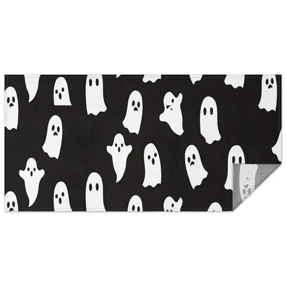 Black Halloween Ghosts Rectangle Tablecloth 60"x120",Waterproof Polyester Rectangle Table Cloth, Wipeable Spillproof Polyester Tablecloth for Dining, Camping, Indoor and Outdoor