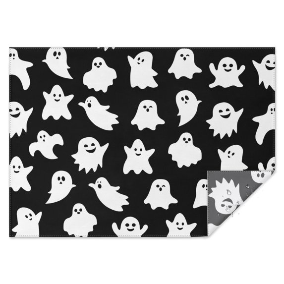 Black Halloween Ghosts Rectangle Tablecloth 60"x84",Waterproof Polyester Rectangle Table Cloth, Wipeable Spillproof Polyester Tablecloth for Dining, Camping, Indoor and Outdoor