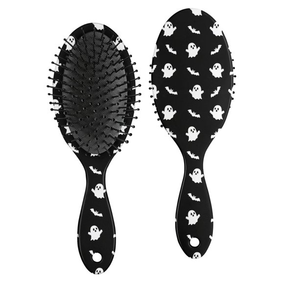 Black Halloween Ghosts and Bats Brush, Detangling Hair Brush,Oval Paddle Hair Brush, PP Material Gifts for Holiday Birthday Gifts