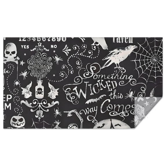 Black Halloween Letter Bat Pattern Rectangle Tablecloth 60"x102",Waterproof Polyester Rectangle Table Cloth, Wipeable Spillproof Polyester Tablecloth for Dining, Camping, Indoor and Outdoor