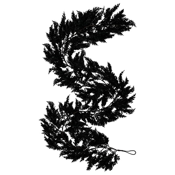 Black Halloween Norfolk Pine Garland,Realistic Gothic Faux Garland Mantle Decor,Artificial Hanging Vine Spooky Garland for Door Fireplace Stairs Holiday Home Thanksgiving Christmas Decoration 4.92Ft