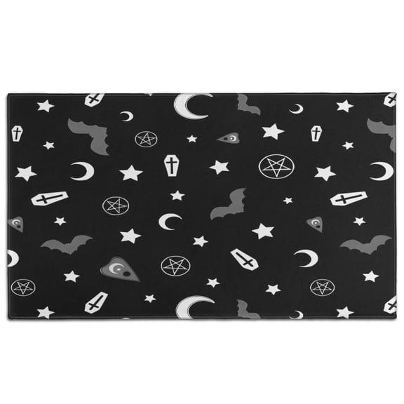 Black Halloween Occult Patterns Door Rugs,Washable Non Slip Door Mats Indoor,Decorative Door Mats,Entry Mat Indoor for Entrance,Bedroom,Kitchen,Bathroom,17"x30"