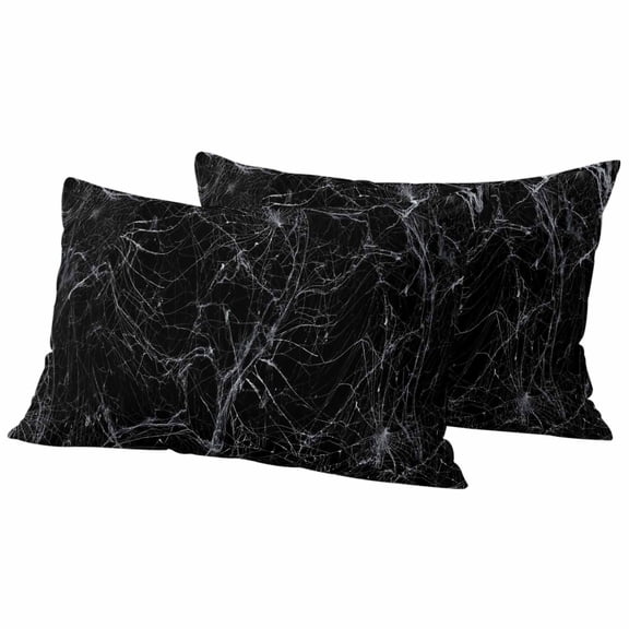 Black Halloween Outdoor Waterproof Pillow Covers, Spooky Horror Spi-der Web Abstract Decorative Rectangle Throw Pillowcase Sofa Cushion Sham for Patio/Couch/Chair, 20"x12" 2 Pack