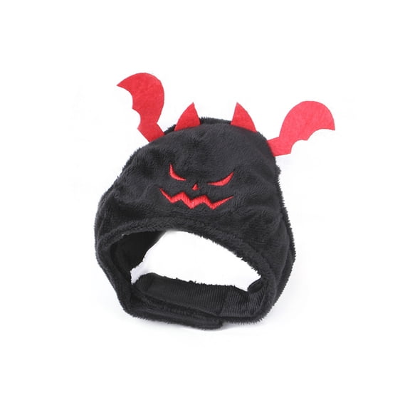 Black Halloween Pet Hat Devil Costume Headwear With Adjustable Strap Soft Polyester Material And Comfortable Fit For Small And Medium Cats And Dogs