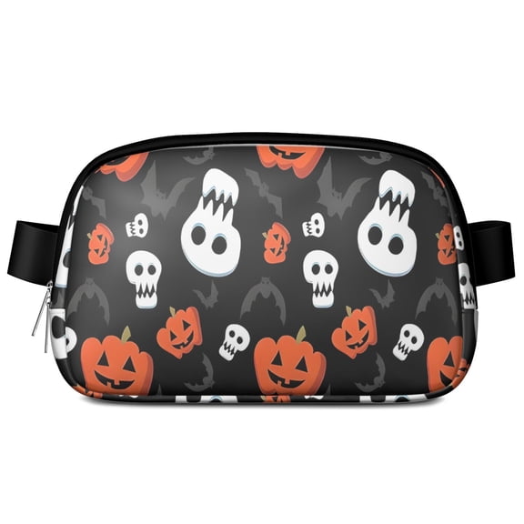 Black Halloween Pumpkin Faces Cute Fanny Packs for Women,Travel Waterproof Crossbody Fanny Bags Waist Purse for Women Anti Theft Adjustable Strap for Running Travel Cycling