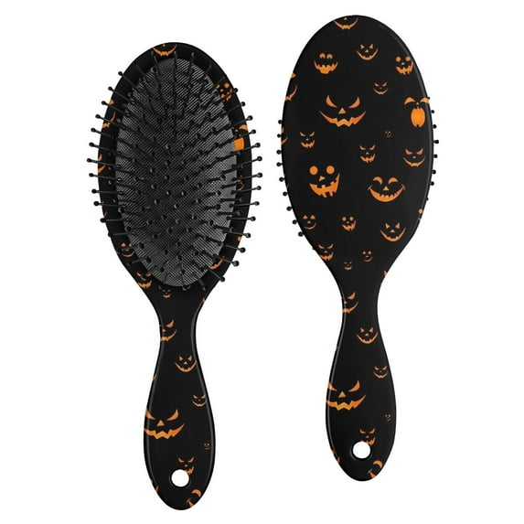 Black Halloween Pumpkin Faces Hair Brush,Girls Detangling Hair Brush,Glide Through Tangles with Ease for Wet & Dry Hair,8.8"X2.8"