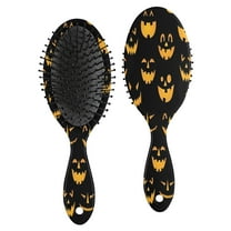 Black Halloween Pumpkin Faces Hair Brush,Girls Detangling Hair Brush,Glide Through Tangles with Ease for Wet & Dry Hair,8.8"X2.8"