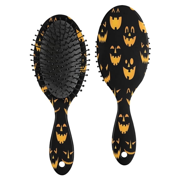 Black Halloween Pumpkin Faces Hair Brush,Girls Detangling Hair Brush,Glide Through Tangles with Ease for Wet & Dry Hair,8.8"X2.8"