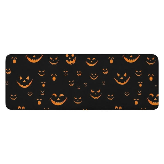 Black Halloween Pumpkin Faces Kitchen Rug Mat,Kitchen Runner Rugs Non Skid Washable,Decorative Kitchen Floor Mats for Kitchen,Sink,Laundry,17"x47.2"