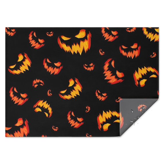 Black Halloween Pumpkin Faces Rectangle Tablecloth 60"x84",Waterproof Polyester Rectangle Table Cloth, Wipeable Spillproof Polyester Tablecloth for Dining, Camping, Indoor and Outdoor