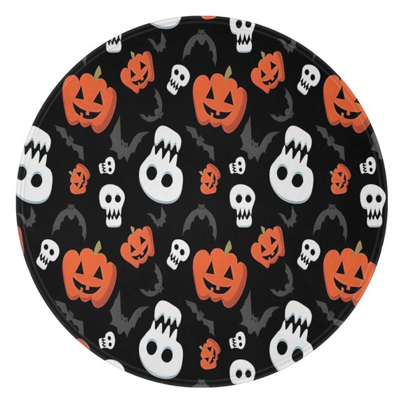 Black Halloween Pumpkin Faces Round Blanket,Comfortable Soft Flannel Throw Blanket,All Season,Warm Lightweight Blankets for Sofa Bed Couch Living Room Chair 47"x47"