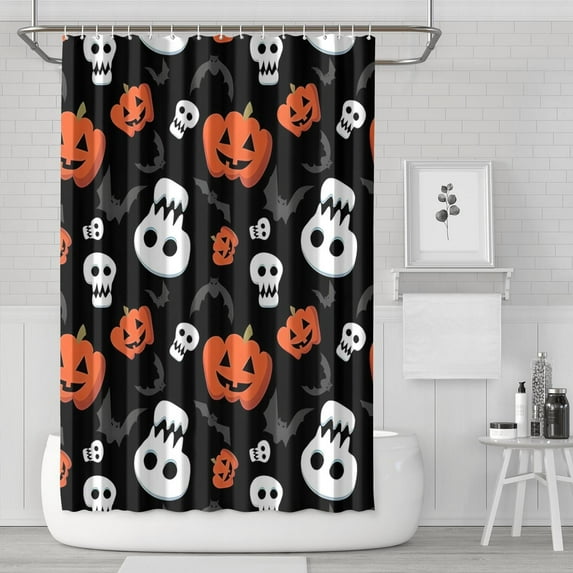 Black Halloween Pumpkin Faces Shower Curtain 72"x72" ,Bathroom Decorative Shower Curtains Set with 12 Hooks,Modern Waterproof Washable Shower Curtain