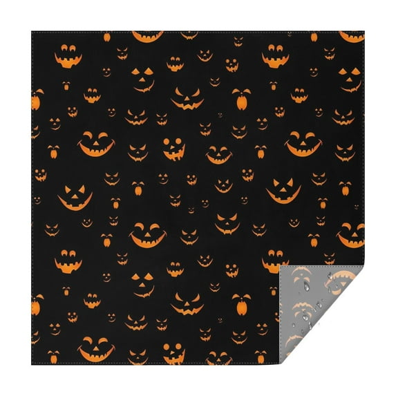 Black Halloween Pumpkin Faces Square Tablecloth,Waterproof Square Table Cover,Wipeable Spillproof Washable Table Cover for Home Kitchen Party Decor 52"x52"(132x132cm)