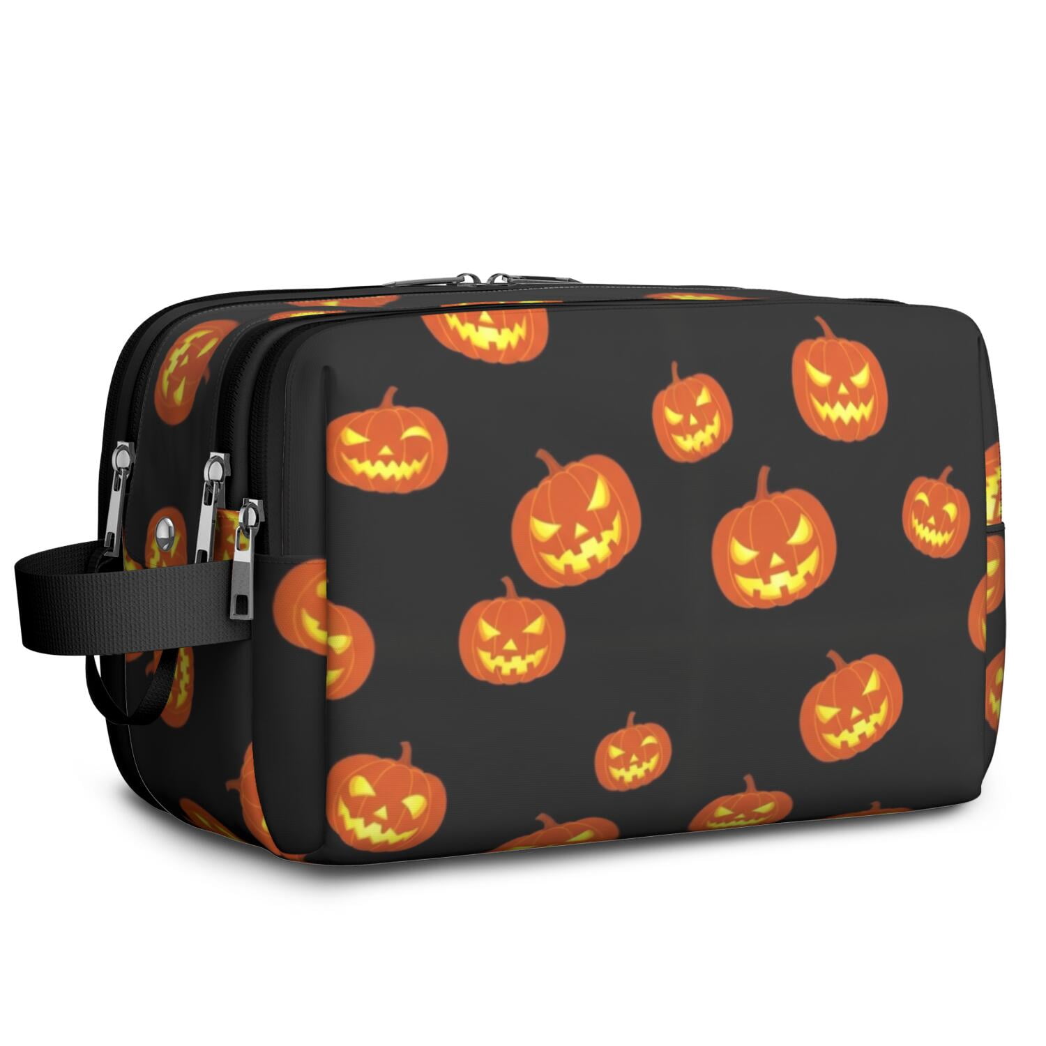 Black Halloween Pumpkin Faces Travel Toiletry Bag, Travel Wash Pouch ...