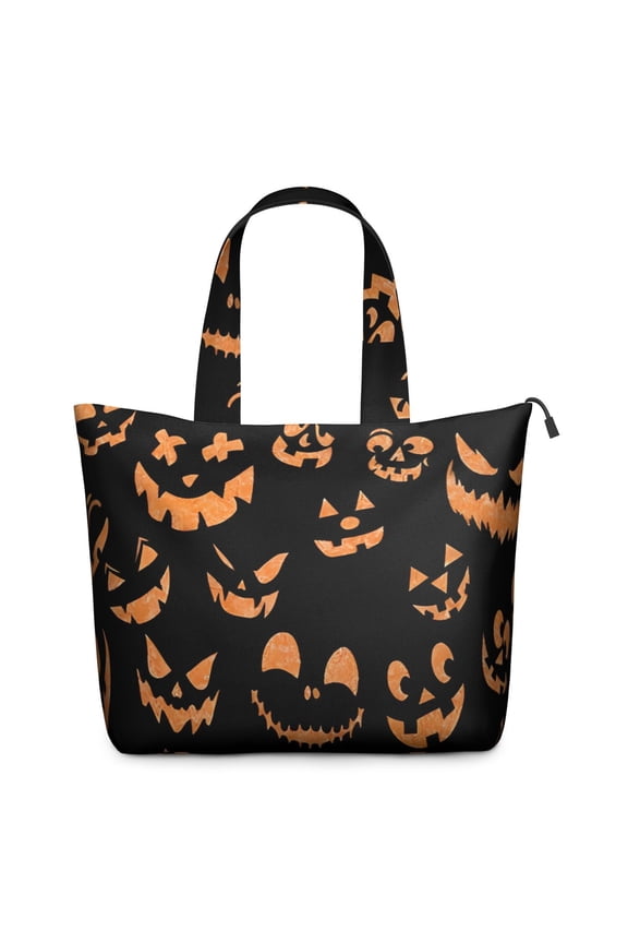 Black Halloween Pumpkin Faces Travel Tote Bags for Women Carry On,Large Weekender Bags for Women Travel,Multi Functional Duffle Bag for Work,Shopping,Sports