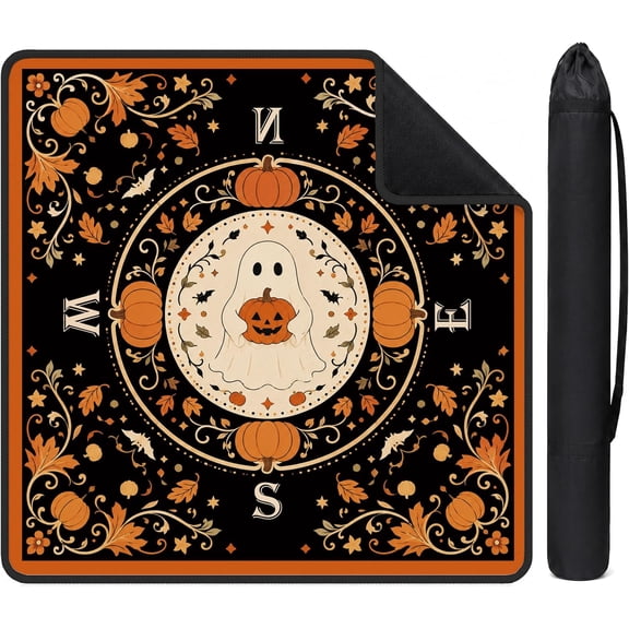 Black Halloween Pumpkin Ghost Mahjong Mat 31.5x31.5