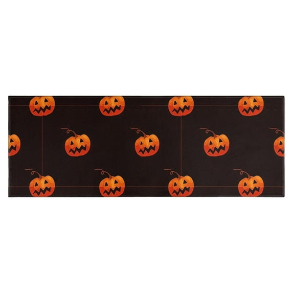 Black Halloween Pumpkins Kitchen Rug Mat,Kitchen Runner Rugs Non Skid Washable,Decorative Kitchen Floor Mats for Kitchen,Sink,Laundry,17"X47"