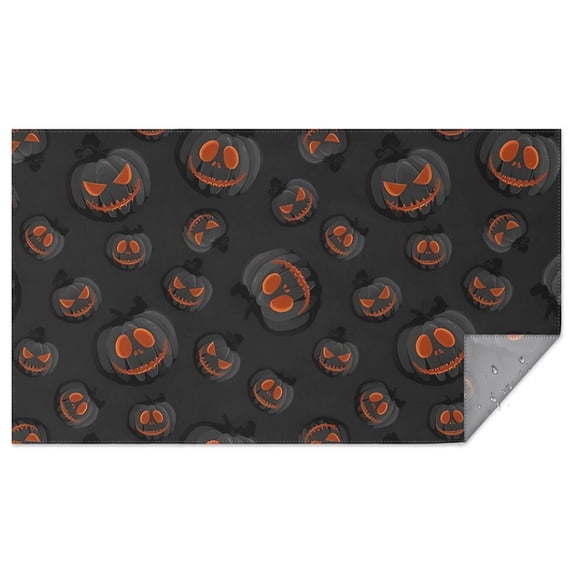 Black Halloween Pumpkins Rectangle Tablecloth 60"x102",Waterproof Polyester Rectangle Table Cloth, Wipeable Spillproof Polyester Tablecloth for Dining, Camping, Indoor and Outdoor