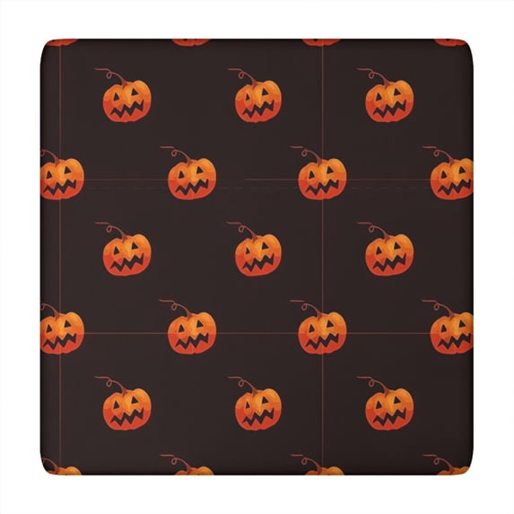 Black Halloween Pumpkins Square Fitted Tablecloth with Elastic Edge,Square Table Cover,Washable Elastic Table Cover for Home Kitchen Party Decor 34"x34"