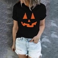 thumbnail image 1 of Black Halloween Shirt for Women Crew Neck Spooky Season Pumpkin Ghost Fall Casual Tee L, 1 of 4