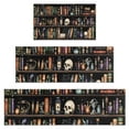 thumbnail image 1 of Black Halloween Skull Book Pattern Kitchen Rugs Sets Of 3,Kitchen Runner Rugs Non Skid Washable,Decorative Kitchen Floor Mats for Kitchen,Sink,Laundry,17"x30"+ 17"x47" + 17"x59", 1 of 6