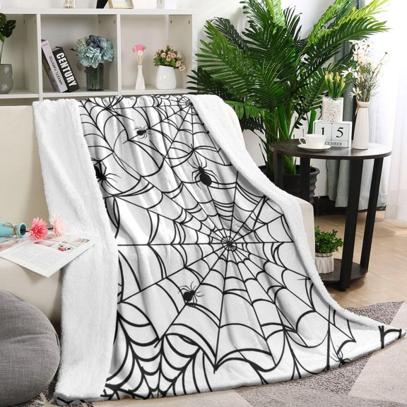 Black Halloween Spider Webs Blanket,Comfortable Soft Flannel Throw Blanket,All Season,Warm Lightweight Blankets for Sofa Bed Couch Living Room Chair,40"x50"