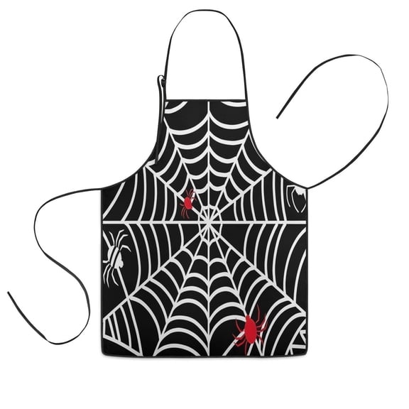 Black Halloween Spider Webs Kids Aprons for Girls and Boys,Adjustable Neck Strap Toddler Aprons for Kids Cooking Baking,23.6"x19"
