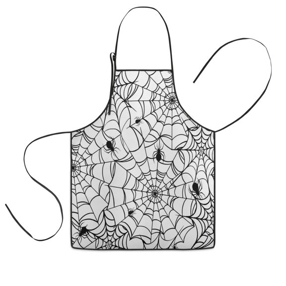 Black Halloween Spider Webs Kids Aprons for Girls and Boys,Adjustable Neck Strap Toddler Aprons for Kids Cooking Baking,23.6"x19"