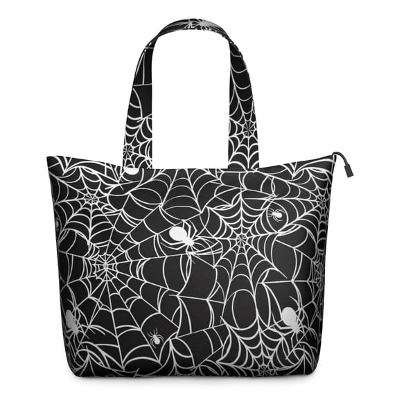 Black Halloween Spider Webs Travel Tote Bags for Women Carry On,Large Weekender Bags for Women Travel,Multi Functional Duffle Bag for Work,Shopping,Sports