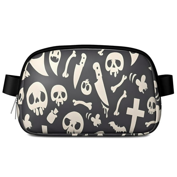 Black Halloween Spooky Elements Cute Fanny Packs for Women,Travel Waterproof Crossbody Fanny Bags Waist Purse for Women Anti Theft Adjustable Strap for Running Travel Cycling